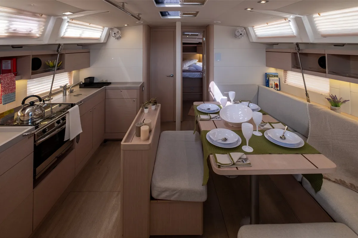 Salon of Ethereal, a Beneteau Oceanis 46.1 sailboat at Municipal Unit of Lefkada, Greece