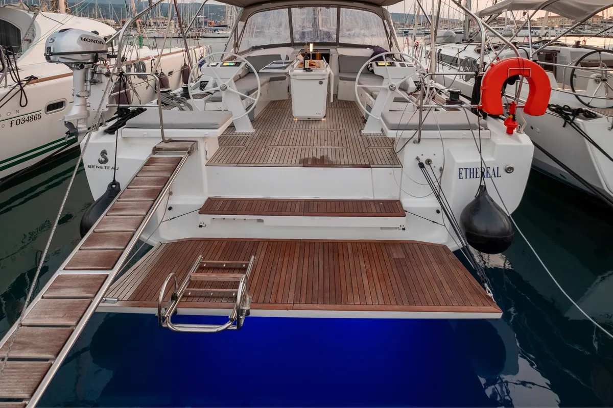 Exterior view of Ethereal, a Beneteau Oceanis 46.1 sailboat at Municipal Unit of Lefkada, Greece
