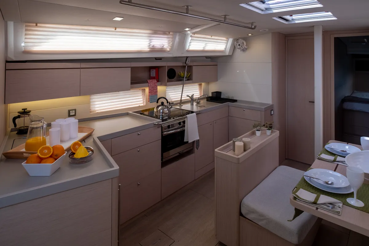 Galley of Ethereal, a Beneteau Oceanis 46.1 sailboat at Municipal Unit of Lefkada, Greece