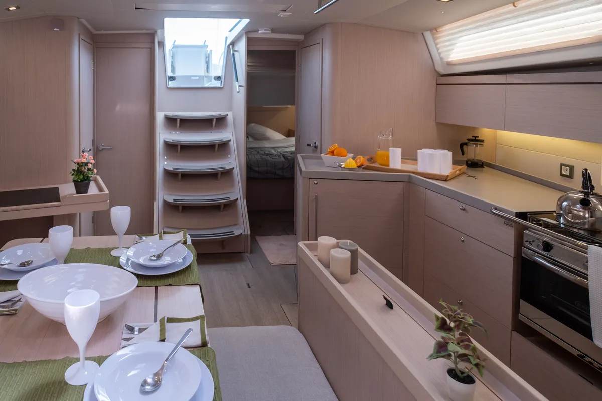 Salon of Ethereal, a Beneteau Oceanis 46.1 sailboat at Municipal Unit of Lefkada, Greece