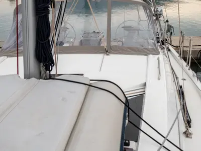 Deck of Ethereal, a Beneteau Oceanis 46.1 sailboat at Municipal Unit of Lefkada, Greece