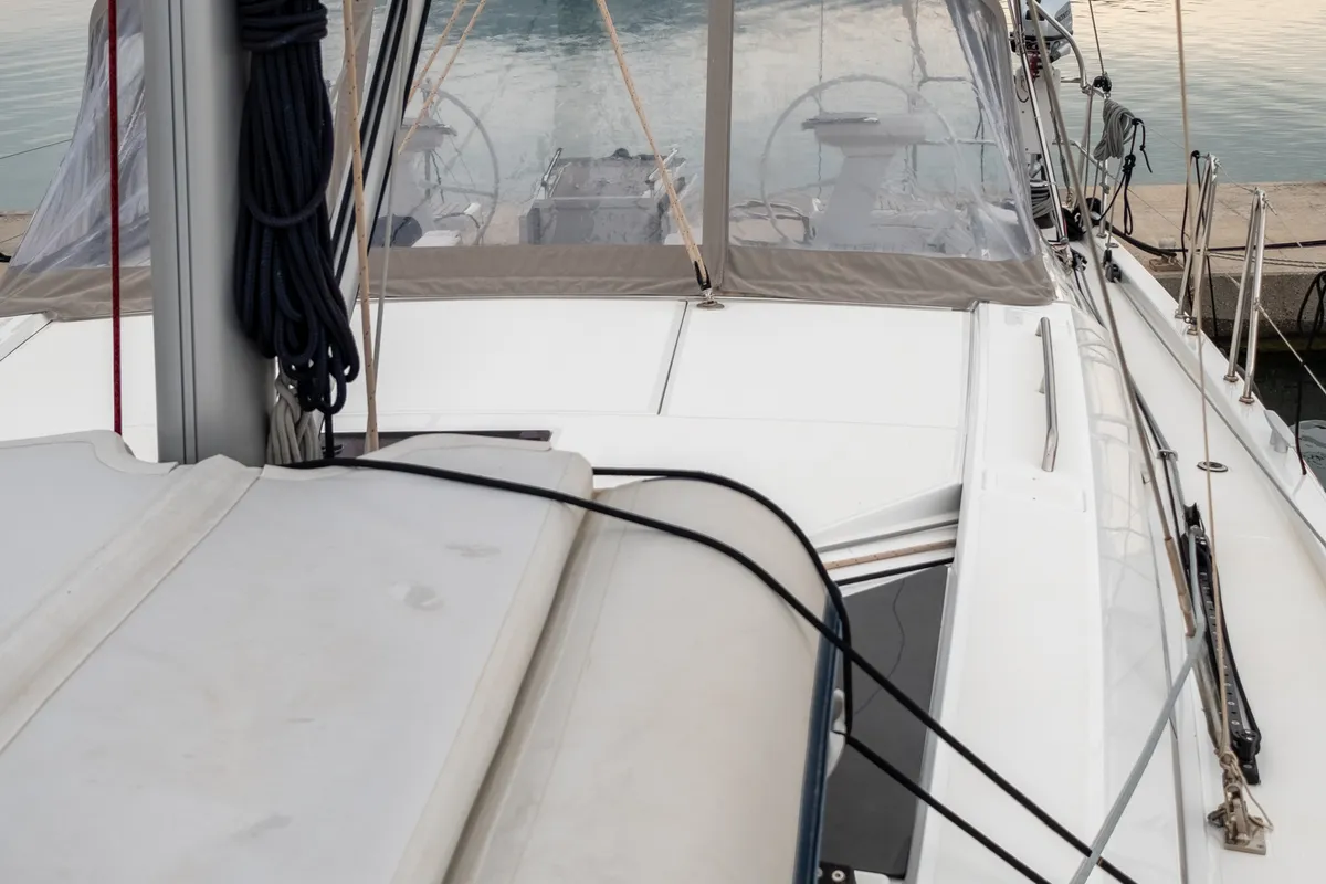 Deck of Ethereal, a Beneteau Oceanis 46.1 sailboat at Municipal Unit of Lefkada, Greece