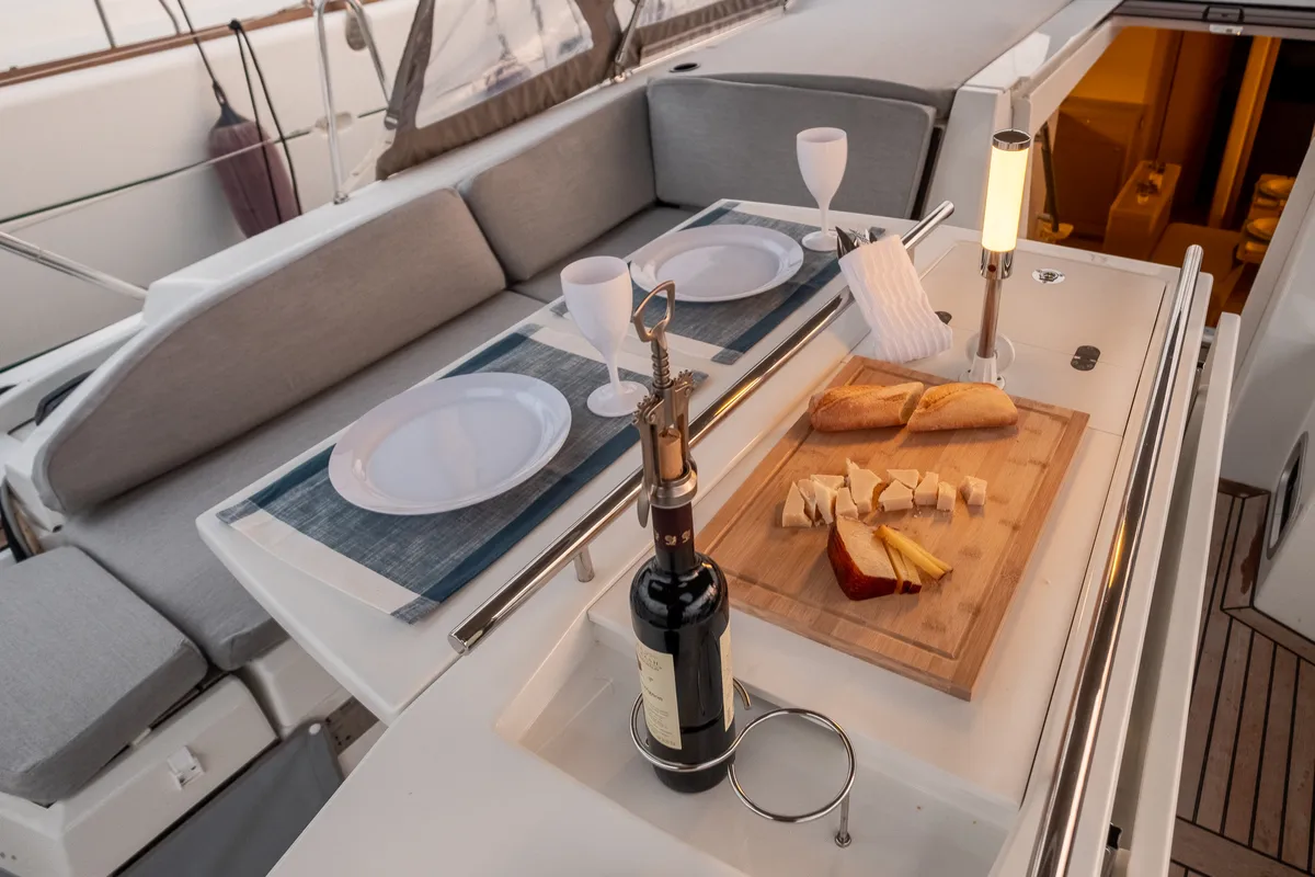 Deck of Ethereal, a Beneteau Oceanis 46.1 sailboat at Municipal Unit of Lefkada, Greece