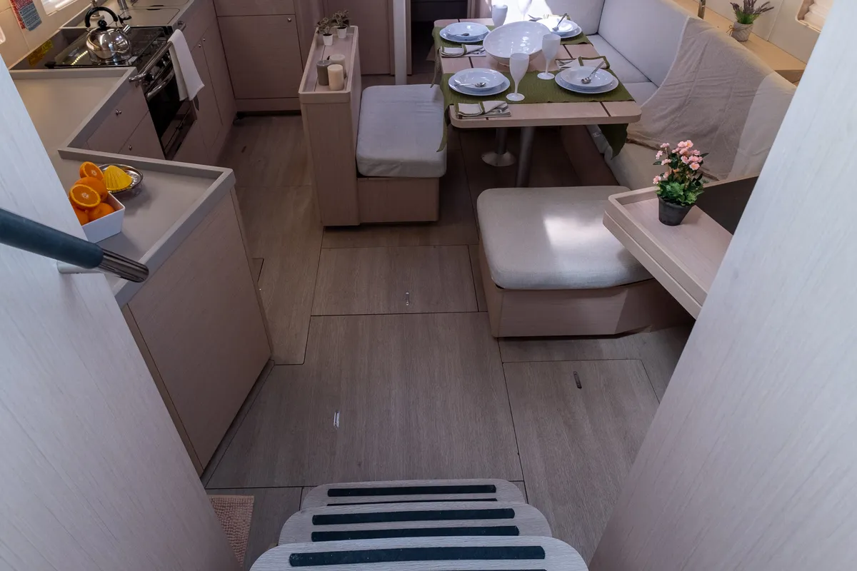 Salon of Ethereal, a Beneteau Oceanis 46.1 sailboat at Municipal Unit of Lefkada, Greece
