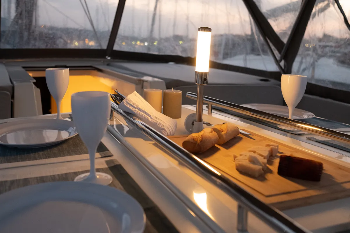 Deck of Ethereal, a Beneteau Oceanis 46.1 sailboat at Municipal Unit of Lefkada, Greece