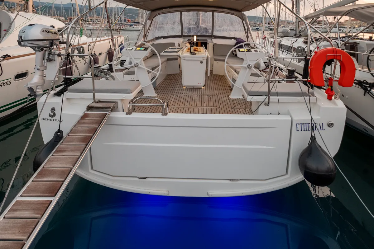 Exterior view of Ethereal, a Beneteau Oceanis 46.1 sailboat at Municipal Unit of Lefkada, Greece