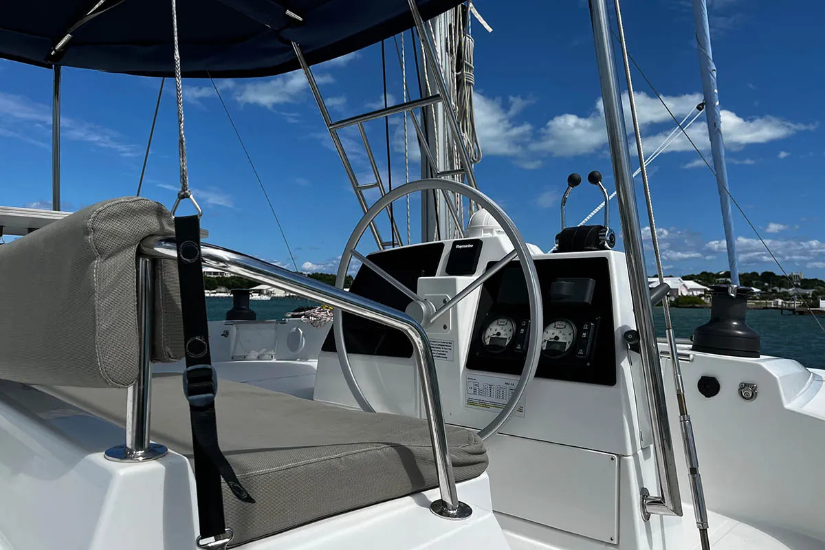 Happy Day, a Bali 4.8 catamaran at Central Abaco, Bahamas