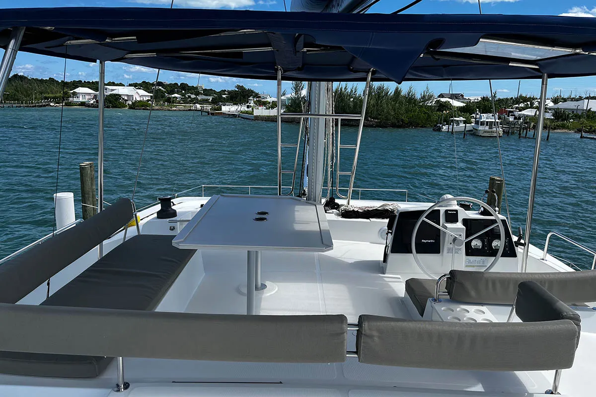 Happy Day, a Bali 4.8 catamaran at Central Abaco, Bahamas