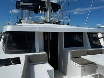 Cockpit of Happy Day, a Bali 4.8 catamaran at Parham Town, British Virgin Islands