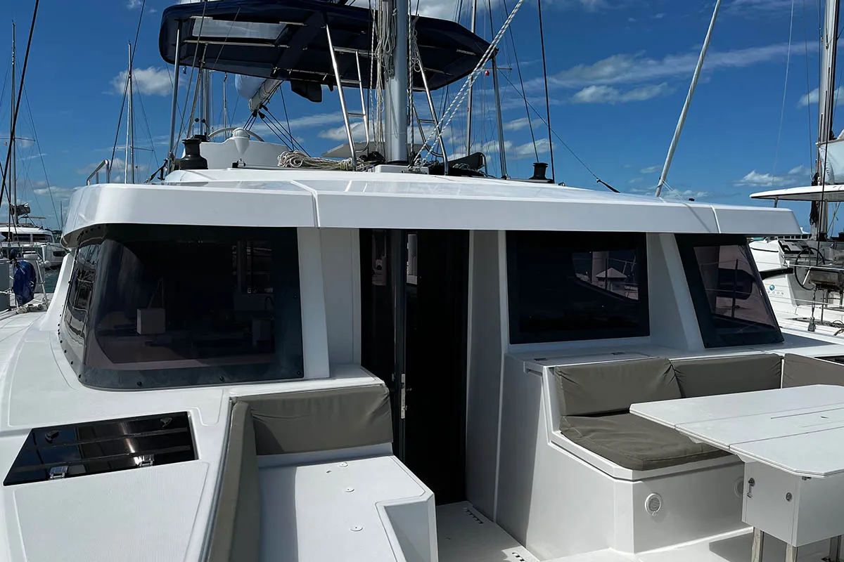 Happy Day, a Bali 4.8 catamaran at Central Abaco, Bahamas