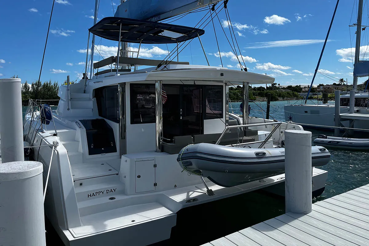 Happy Day, a Bali 4.8 catamaran at Central Abaco, Bahamas
