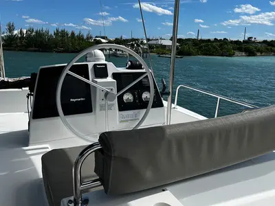 Salon of Happy Day, a Bali 4.8 catamaran at Parham Town, British Virgin Islands