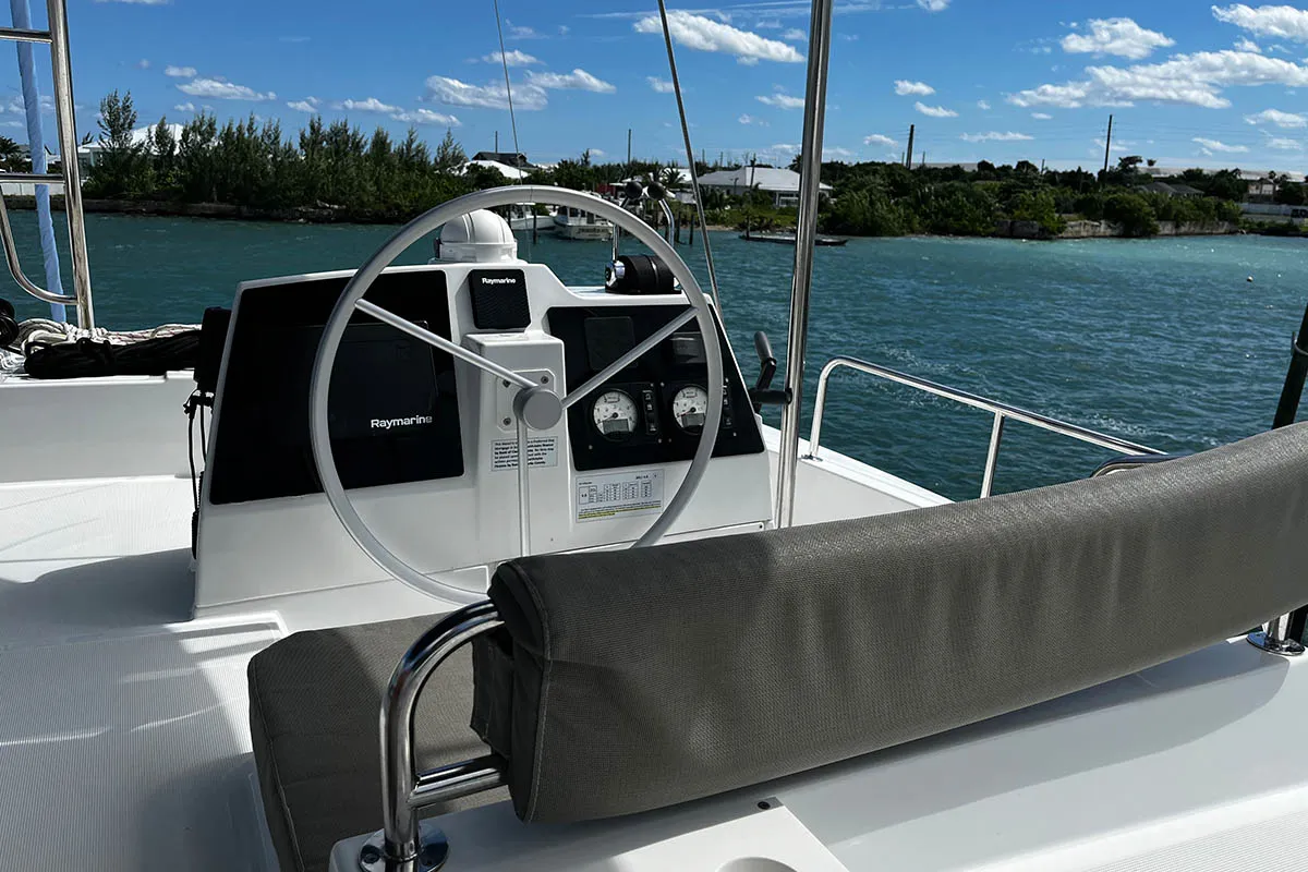 Happy Day, a Bali 4.8 catamaran at Central Abaco, Bahamas