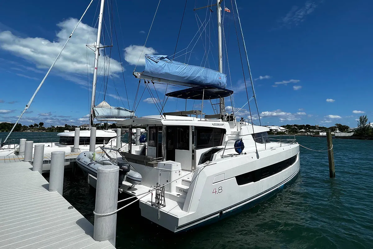 Happy Day, a Bali 4.8 catamaran at Central Abaco, Bahamas