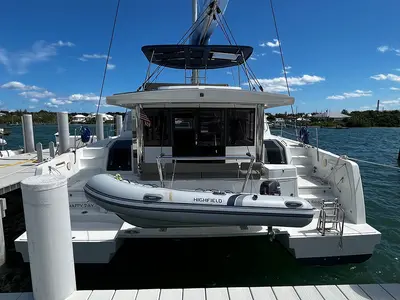 Happy Day, a Bali 4.8 catamaran at Central Abaco, Bahamas