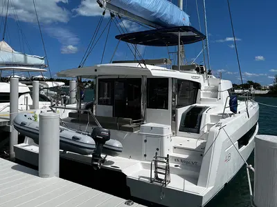 Happy Day, a Bali 4.8 catamaran at Central Abaco, Bahamas