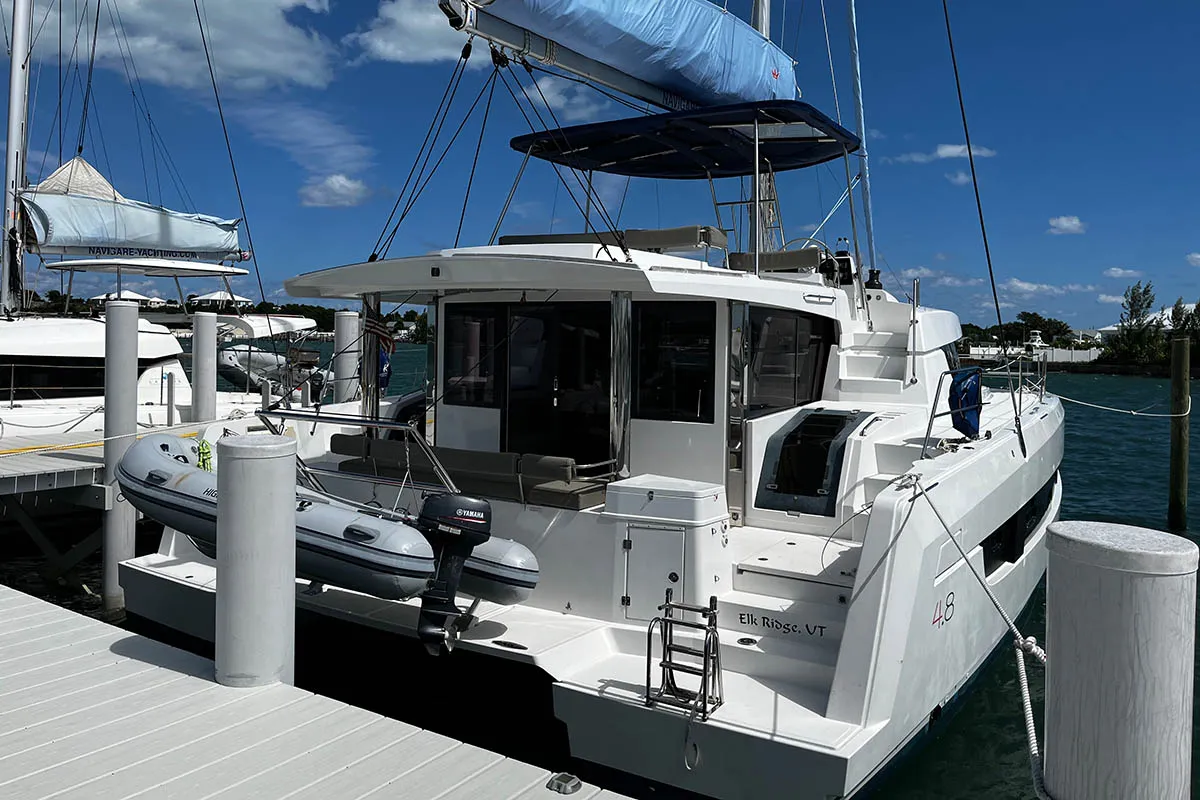 Happy Day, a Bali 4.8 catamaran at Central Abaco, Bahamas