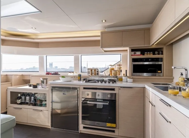 Galley of Hydrus, a Lagoon 55 catamaran at Lavrion, Greece