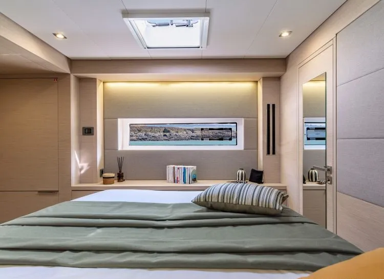 Cabin on Hydrus, a Lagoon 55 catamaran at Lavrion, Greece