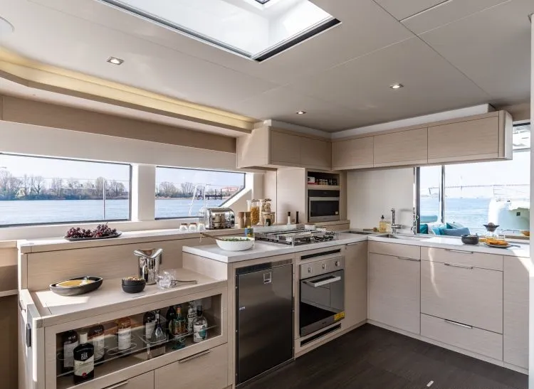 Galley of Hydrus, a Lagoon 55 catamaran at Lavrion, Greece
