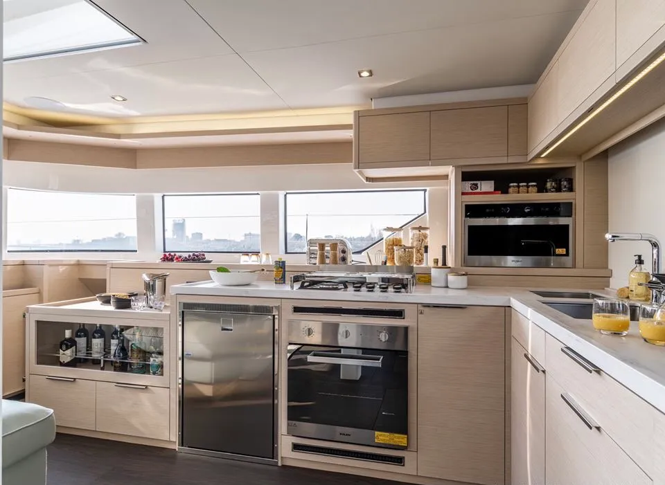 Galley of Hydrus, a Lagoon 55 catamaran at Lavrion, Greece