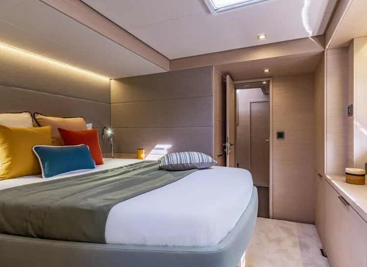 Cabin on Hydrus, a Lagoon 55 catamaran at Lavrion, Greece