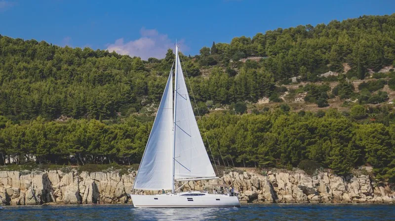 Exterior view of LENA, a Elan Impression 50 sailboat at Split, Croatia