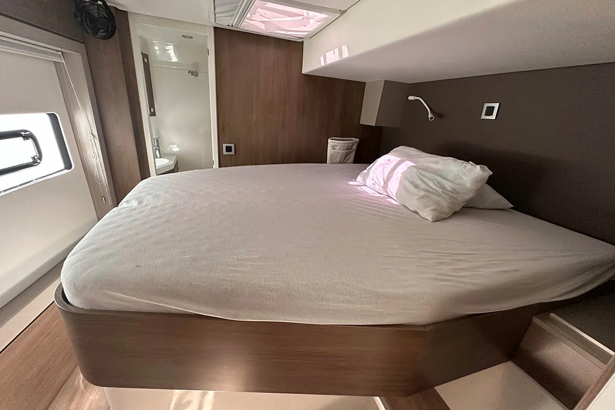 Queen Feta, a Bali 4.8 catamaran at Roche Caiman, Seychelles