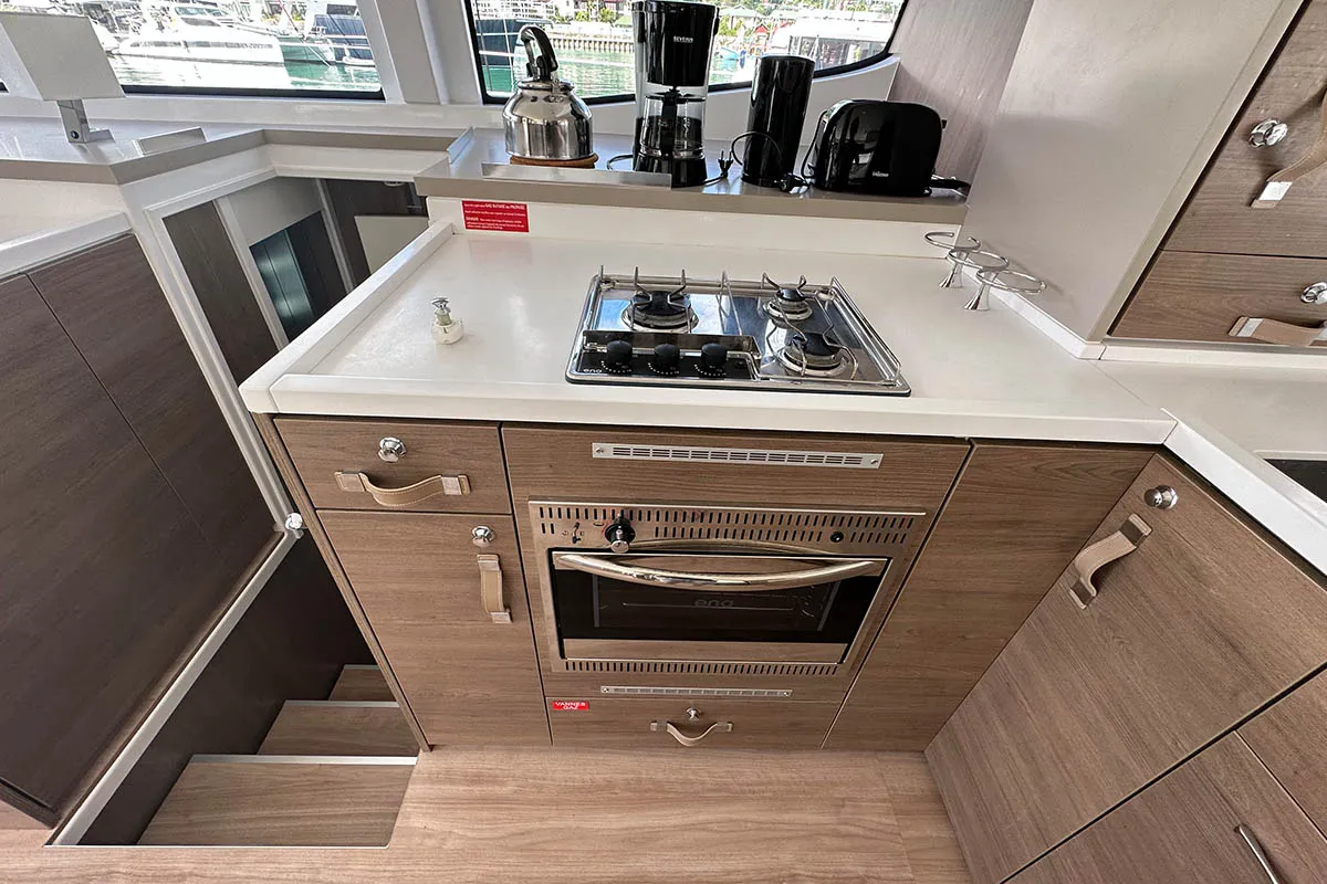 Queen Feta, a Bali 4.8 catamaran at Roche Caiman, Seychelles