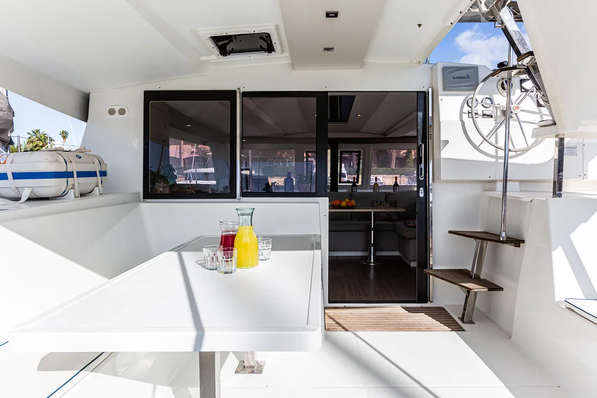 Relax Planet, a Fountaine Pajot Lucia 40 catamaran at Tonnarella, Italy