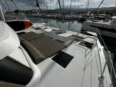 Deck of Blue Spirit, a Bali Catspace catamaran at Municipal Unit of Lefkada, Greece