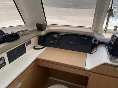 Cockpit of Blue Spirit, a Bali Catspace catamaran at Municipal Unit of Lefkada, Greece