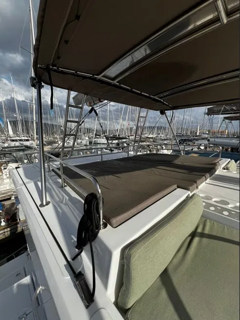 Deck of Blue Spirit, a Bali Catspace catamaran at Municipal Unit of Lefkada, Greece