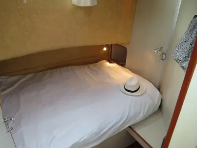 Cabin on Opéra, a Nicols Confort 1350 motorboat at Sablé-sur-Sarthe, France