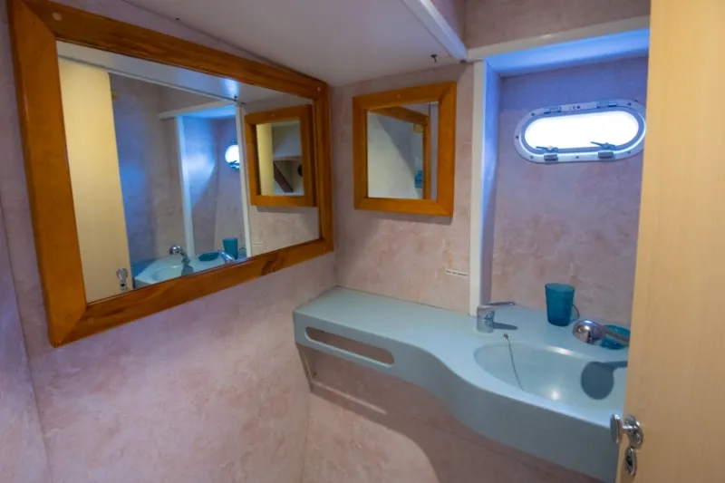 Head on Le Gauguin, a Gulet Mojito 78 catamaran at Roche Caiman, Seychelles