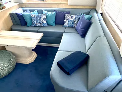 Salon of Tipejyas, a Gulet Hatteras 50 Convertible motorboat at Athens, Greece