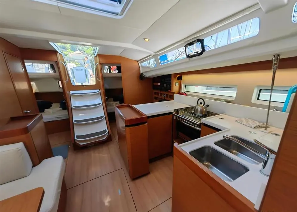 Galley of Negroni, a Jeanneau Sun Odyssey 440 sailboat at Athens, Greece