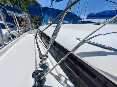 Deck of Negroni, a Jeanneau Sun Odyssey 440 sailboat at Athens, Greece