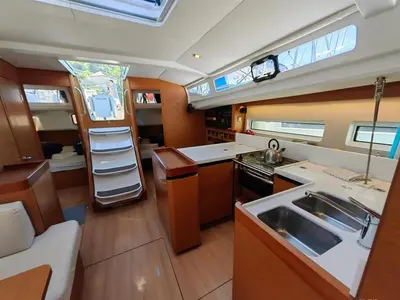 Galley of Negroni, a Jeanneau Sun Odyssey 440 sailboat at Athens, Greece