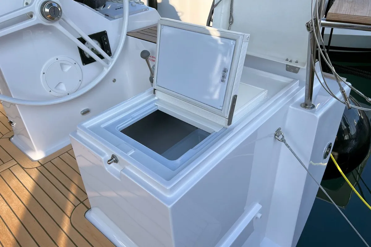 Deck of Polaris, a Elan Impression 45.1 sailboat at Grad Pula, Croatia