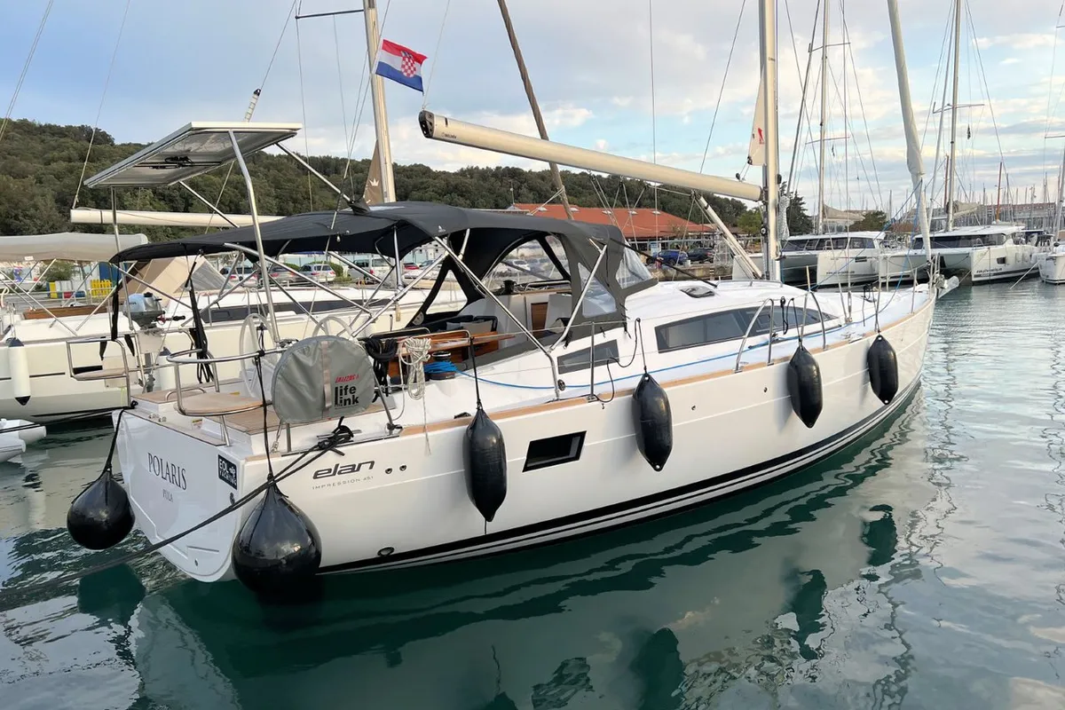 Cockpit of Polaris, a Elan Impression 45.1 sailboat at Grad Pula, Croatia