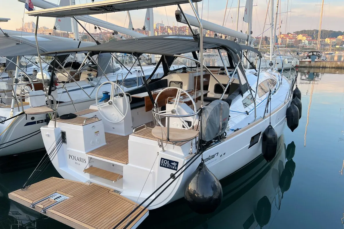 Exterior view of Polaris, a Elan Impression 45.1 sailboat at Grad Pula, Croatia