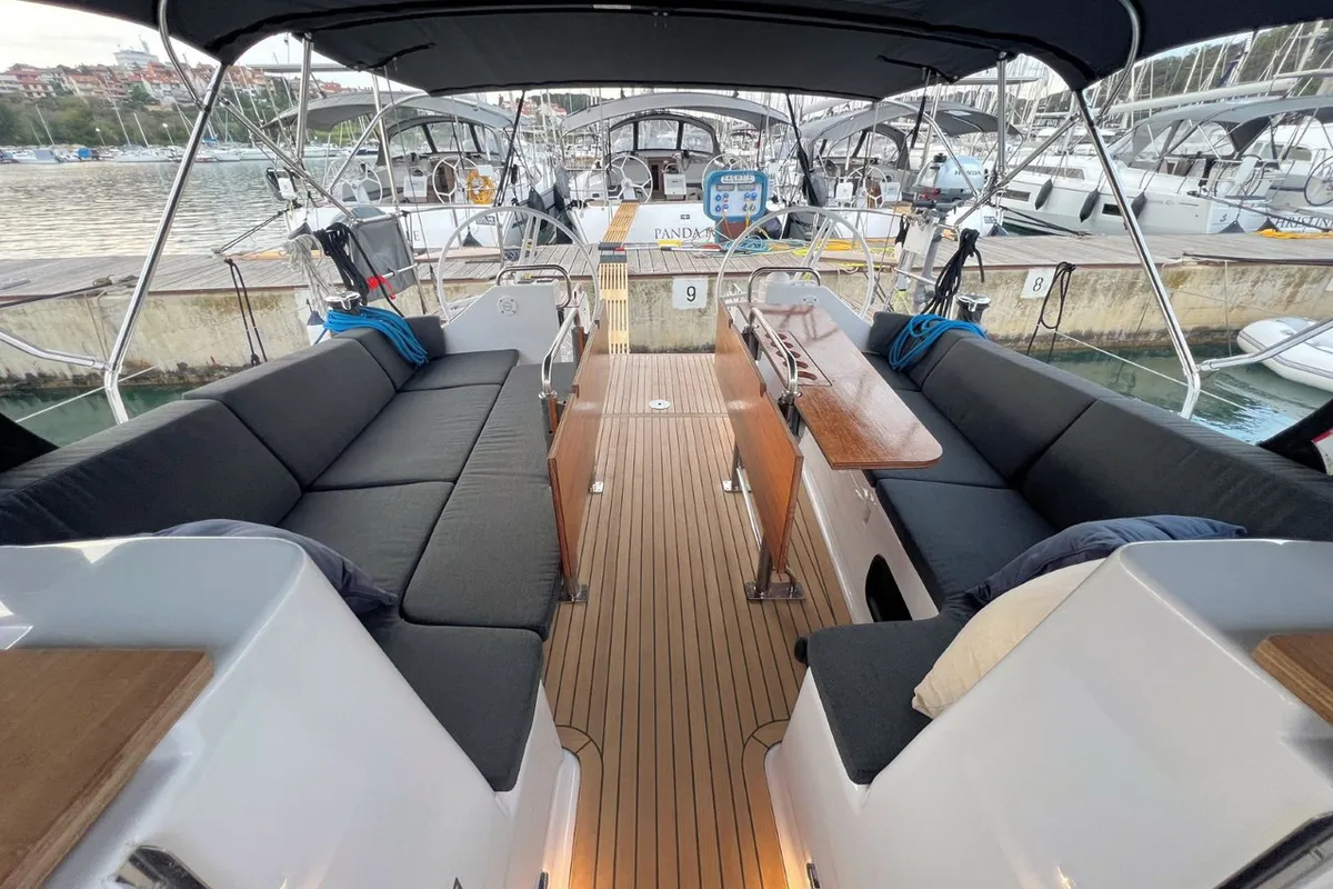 Deck of Polaris, a Elan Impression 45.1 sailboat at Grad Pula, Croatia