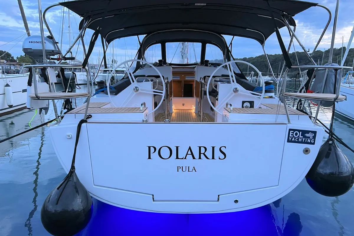 Exterior view of Polaris, a Elan Impression 45.1 sailboat at Grad Pula, Croatia