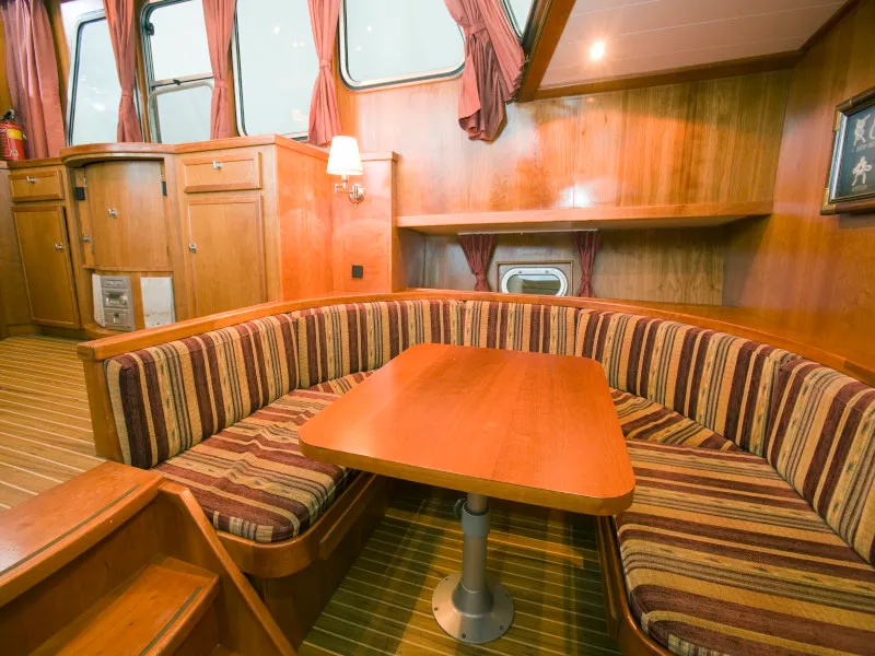 Salon of De Drait Classicline 1300, a motorboat at Drachten, Netherlands