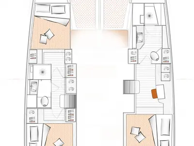 Floor plan of Charrua, a Excess 11 catamaran at Palma de Mallorca, Spain