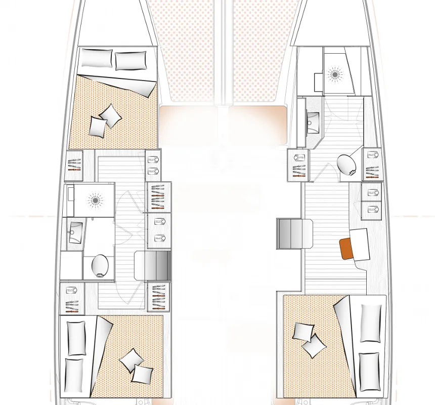 Floor plan of Charrua, a Excess 11 catamaran at Palma de Mallorca, Spain