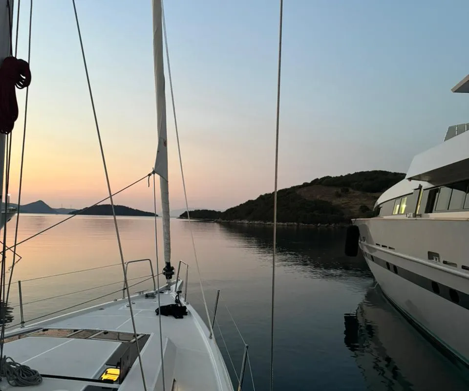 Exterior view of COOKIE, a Beneteau Oceanis 46.1 sailboat at Preveza, Greece