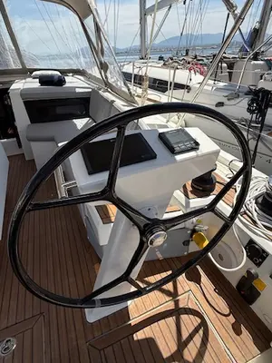 Cockpit of COOKIE, a Beneteau Oceanis 46.1 sailboat at Preveza, Greece