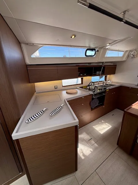 Galley of COOKIE, a Beneteau Oceanis 46.1 sailboat at Preveza, Greece